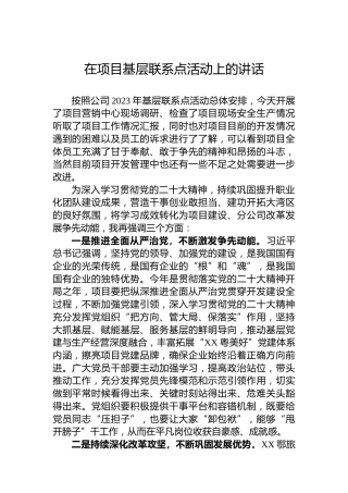 在项目基层联系点活动上的讲话