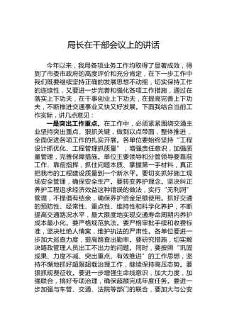 局长在干部会议上的讲话