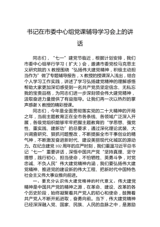 书记在市委中心组党课辅导学习会上的讲话