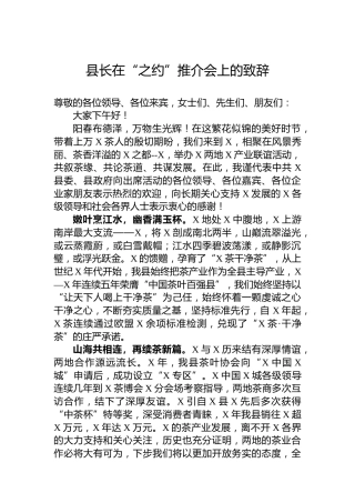 县长在“之约”推介会上的致辞