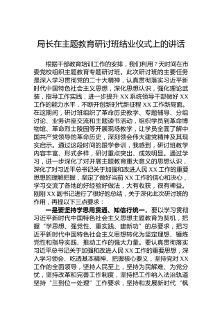 局长在主题教育研讨班结业仪式上的讲话