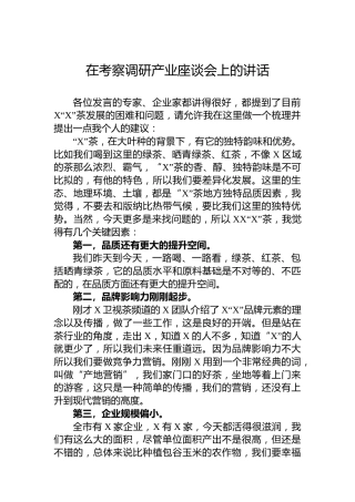 在考察调研产业座谈会上的讲话