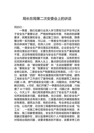 局长在局第二次安委会上的讲话