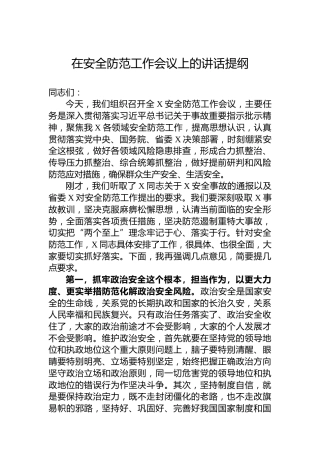 在安全防范工作会议上的讲话提纲