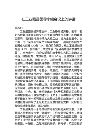 在工业强县领导小组会议上的讲话