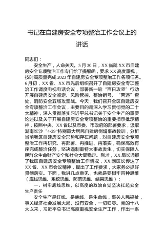 书记在自建房安全专项整治工作会议上的讲话