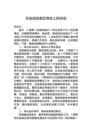 在巡视巡察反馈会上的讲话