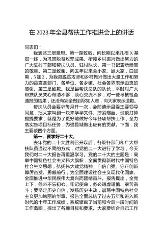 在2023年全县帮扶工作推进会上的讲话
