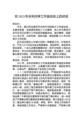 在2023年水利内审工作座谈会上的讲话