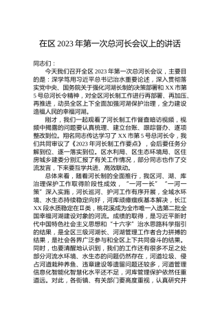 在区2023年第一次总河长会议上的讲话
