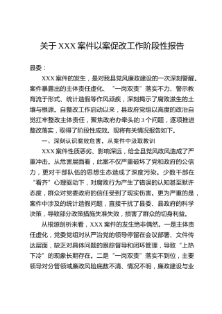 关于XXX案件以案促改工作阶段性报告