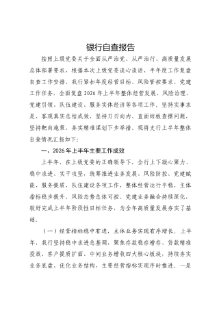 银行自查报告