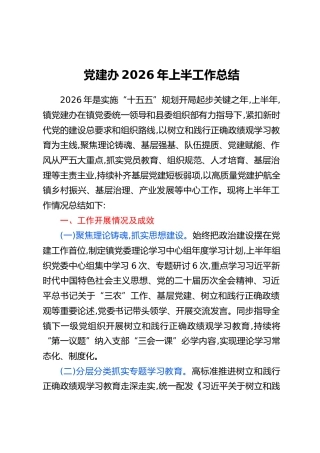 党建办2026年上半工作总结