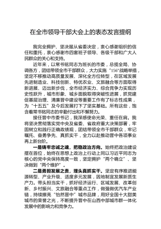 在全市领导干部大会上的表态发言提纲