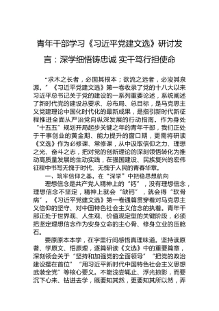 青年干部学习《习近平党建文选》研讨发言：深学细悟铸忠诚实干笃行担使命