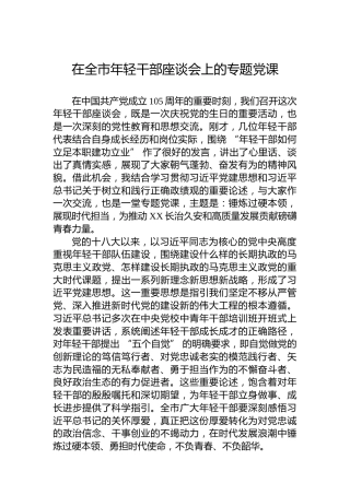 在全市年轻干部座谈会上的专题党课