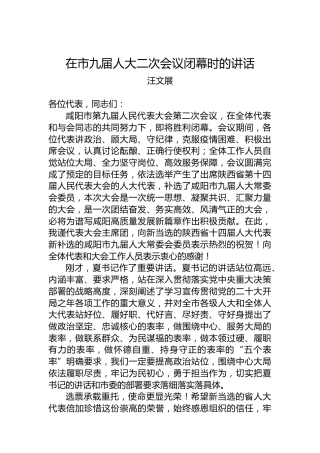汪文展：在市九届人大二次会议闭幕时的讲话（20221230）