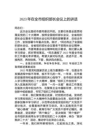 2023年在全市组织部长会议上的讲话