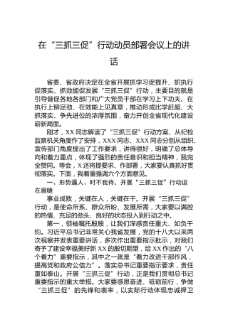 2023年在“三抓三促”行动动员部署会议上的讲话