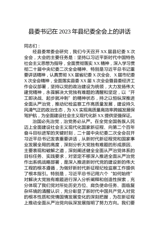 书记在2023年县纪委全会上的讲话