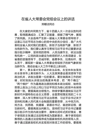 郑栅洁同志：在省人大常委会党组会议上的讲话（20230118）