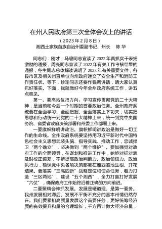 在州人民政府第三次全体会议上的讲话（20230208）