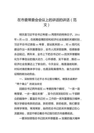 在市委常委会会议上的讲话的讲话（范文）
