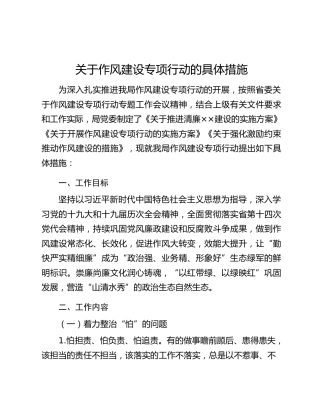 关于作风建设专项行动的具体措施