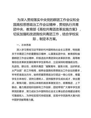 高校共青团改革实施方案