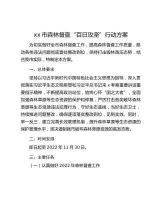 xx市森林督查“百日攻坚”行动方案