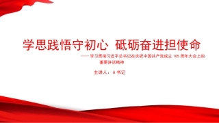 党课PPT：学思践悟守初心 砥砺奋进担使命