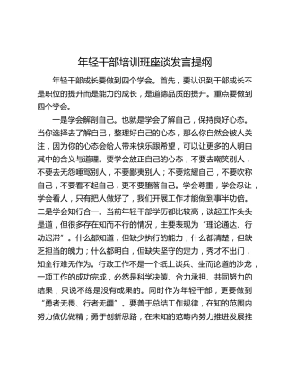 年轻干部培训班座谈发言提纲