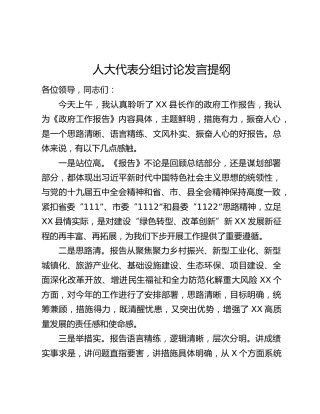 人大代表分组讨论发言提纲