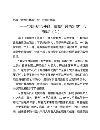 “践行初心使命、重整行装再出发”心得体会