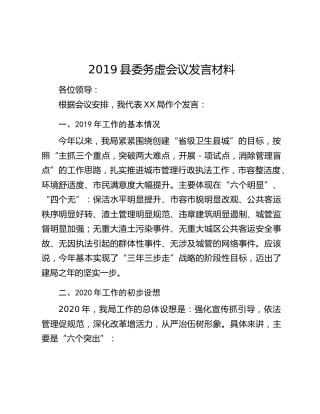2019县委务虚会议发言材料