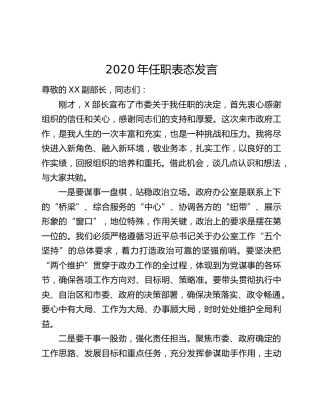 2020年任职表态发言