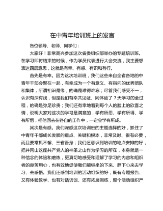 在中青年培训班上的发言