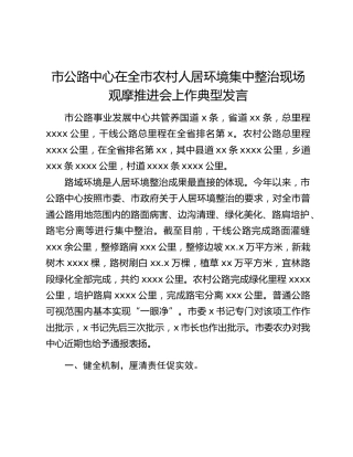 市公路中心在全市农村人居环境集中整治现场观摩推进会上作典型发言
