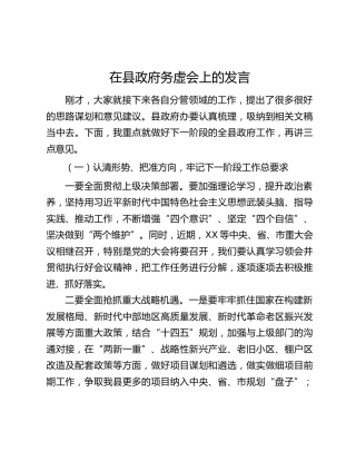 在县政府务虚会上的发言