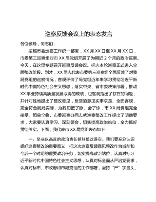 巡察反馈会议上的表态发言