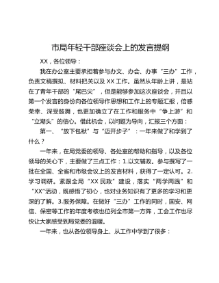 市局年轻干部座谈会上的发言提纲