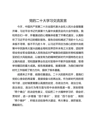 党的二十大学习交流发言