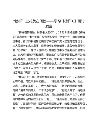“榜样”之花美在何处——学习《榜样6》研讨发言