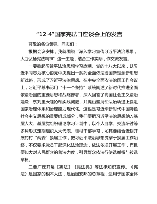“12·4”国家宪法日座谈会上的发言