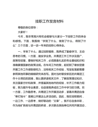 挂职工作发言材料