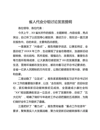 省人代会分组讨论发言提纲