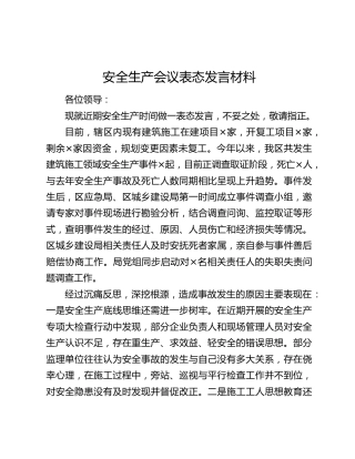 安全生产会议表态发言材料