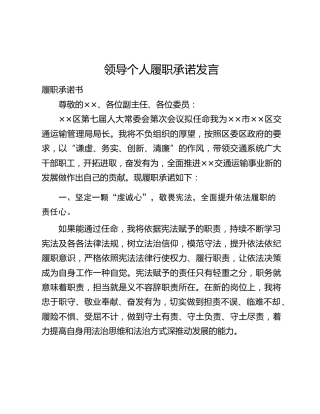 领导个人履职承诺发言