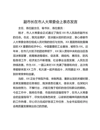 副市长在市人大常委会上表态发言