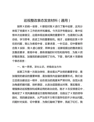 巡视整改表态发言材料（通用）